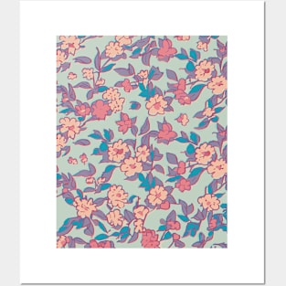 Floral Pattern 90's lofi: Nostalgic Bloom Reverie Posters and Art